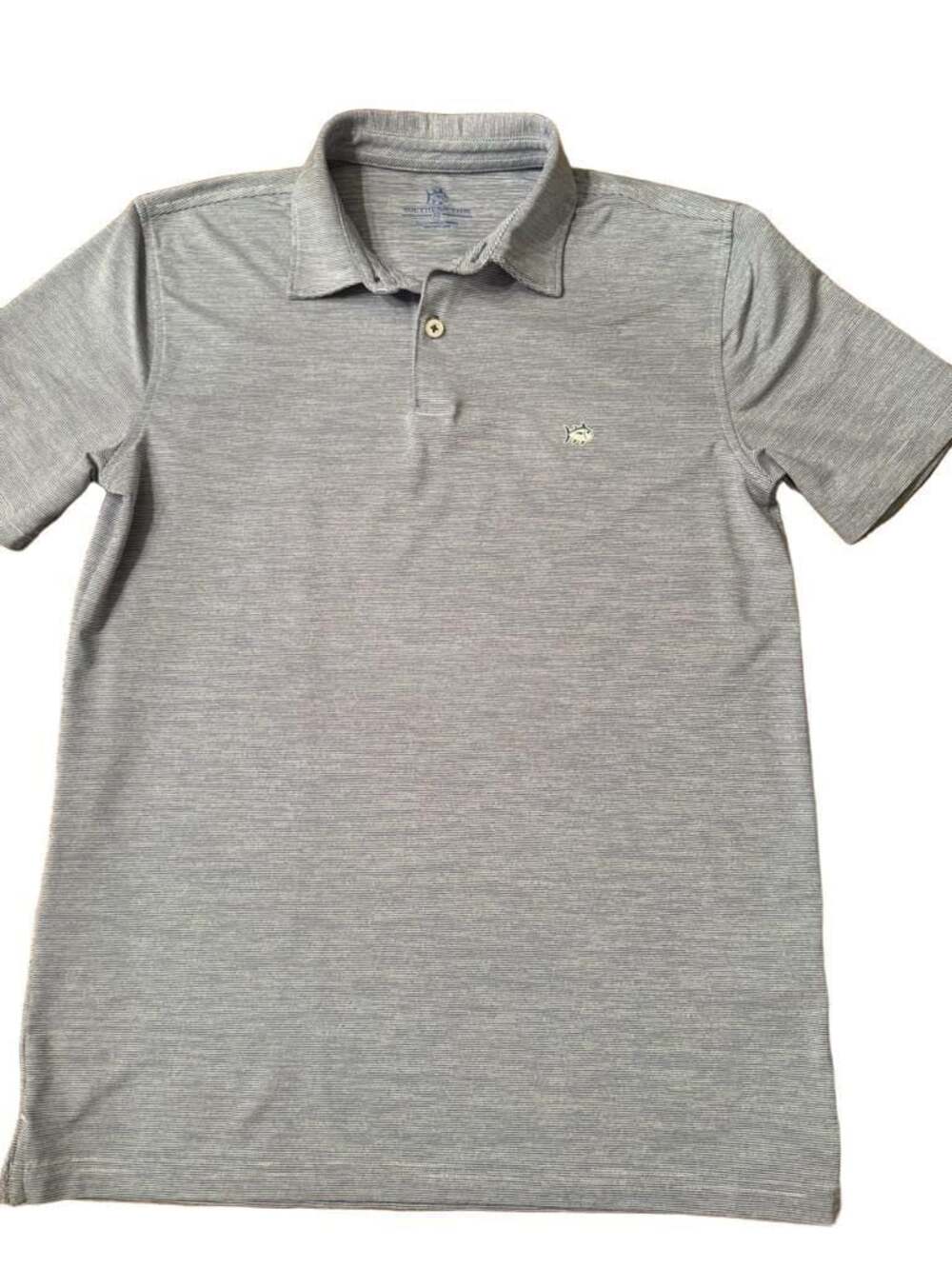 Youth Southern Tide Coki Beach Striped Brrrº Performance Polo Shirt - light blue